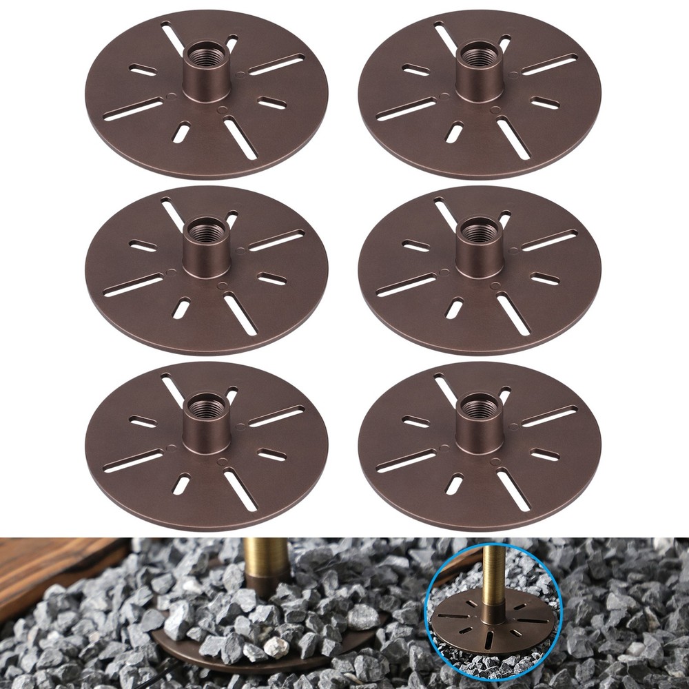 6 Pack Low Voltage Landscape Path Light Stability Plate, 1/2" NPT Thread, Bronze