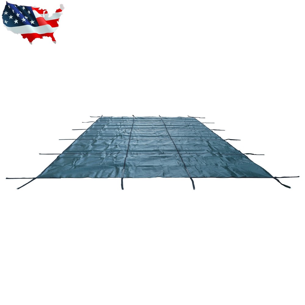 18x32FT Rectangular Inground Pool Safety Cover Solid Green Mesh for 16x30ft Pool