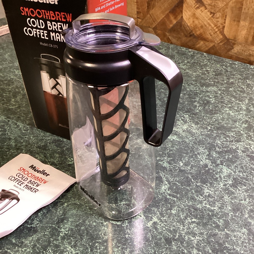 New Mueller Cold Brew Portable 2 Quart Plastic Smooth Brew Pitcher CB-375 Coffee