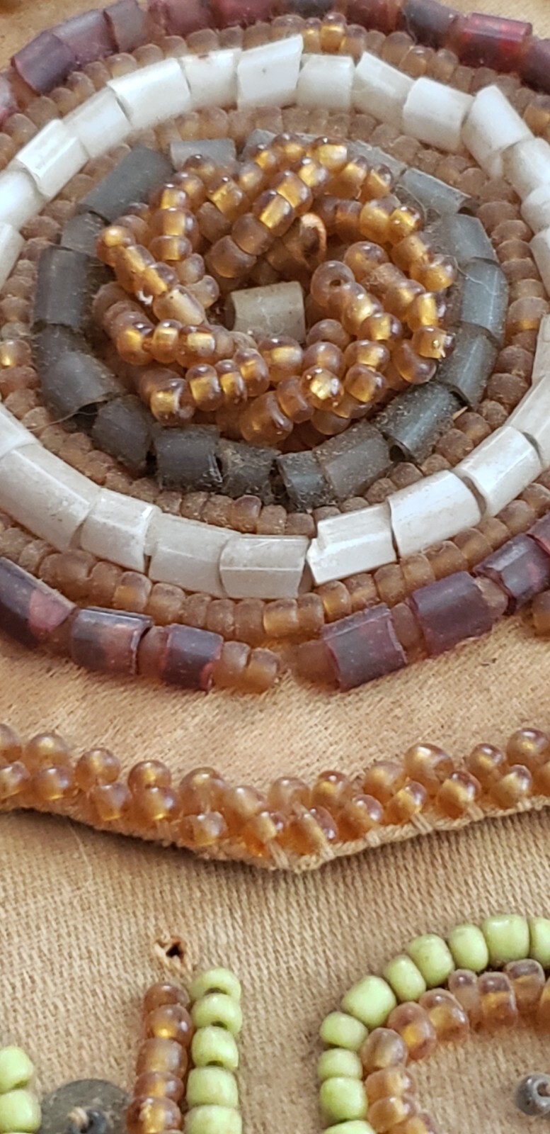 1912 NATIVE AMERICAN VICTORIAN SEED BEADED HAND MADE HANGING MATCH - CARD HOLDER