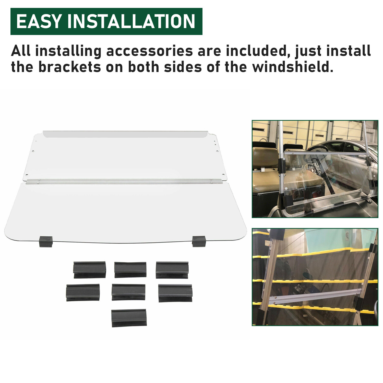 Clear Folding Golf Cart Windshield Clear Acrylic For Club Car DS 1982-2000.5