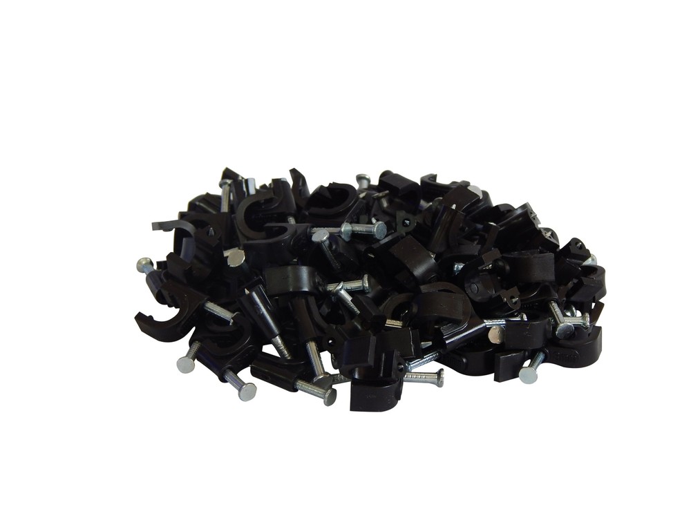 100 Pack Black / 8mm Rg6 Cable Clips