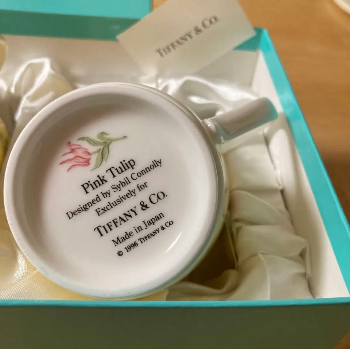 Tiffany & Co Pink Tulips Mug Cup 2pcs Set with Gift Box yellow