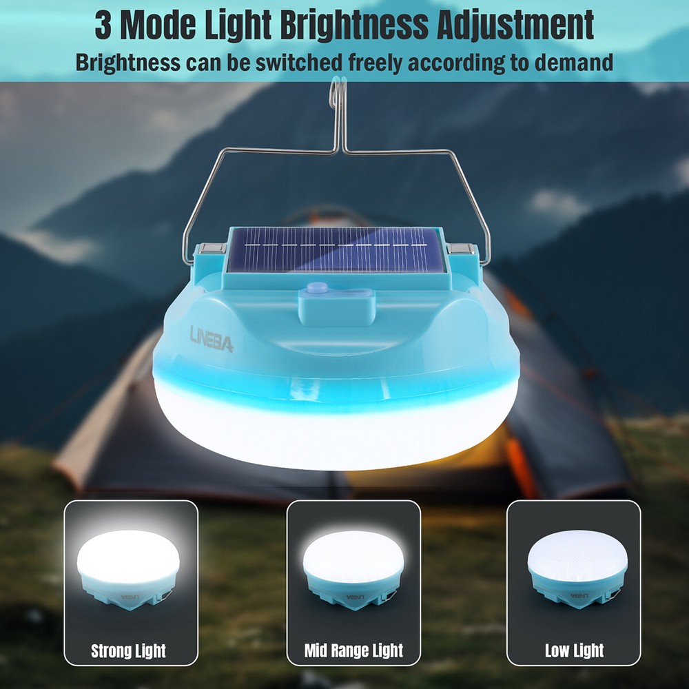 Solar Portable Rechargeable LED Camping Lantern Flashlight Torch Lamp Waterproof