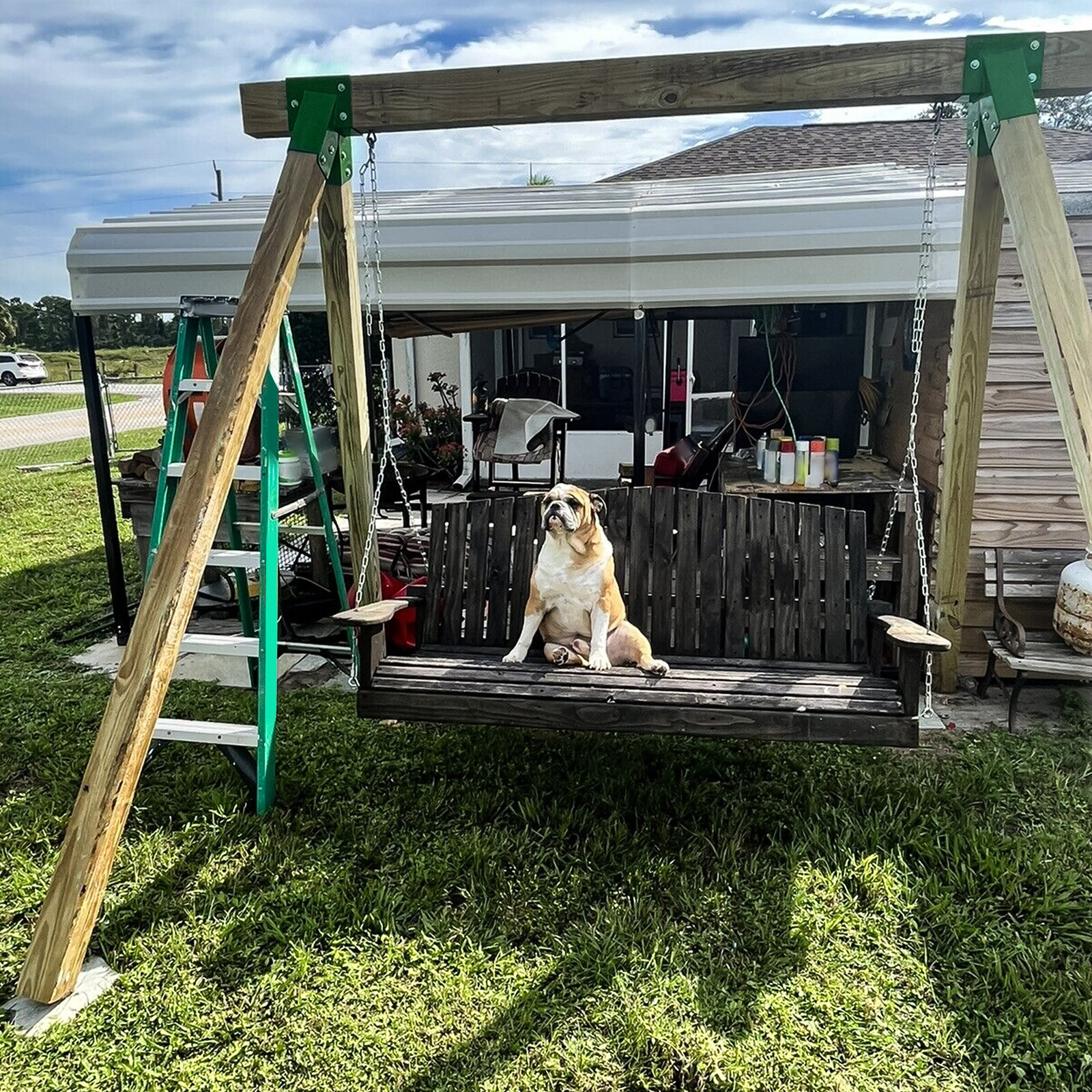 2 Brackets 1-2-3 A-Frame Swing Set Green Powder-Coated Heavy Duty Steel