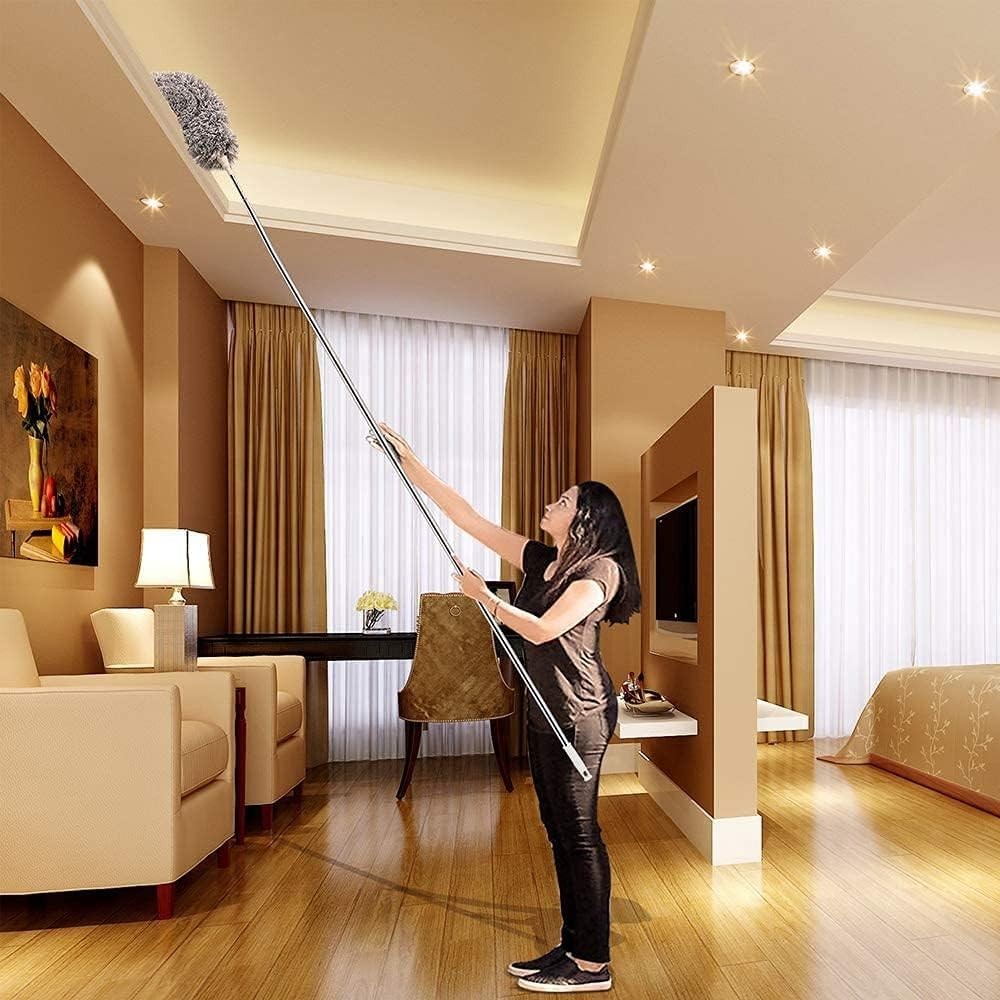 Extendable 30-100'' Microfiber Duster with Bendable Head for Effortless Cleaning