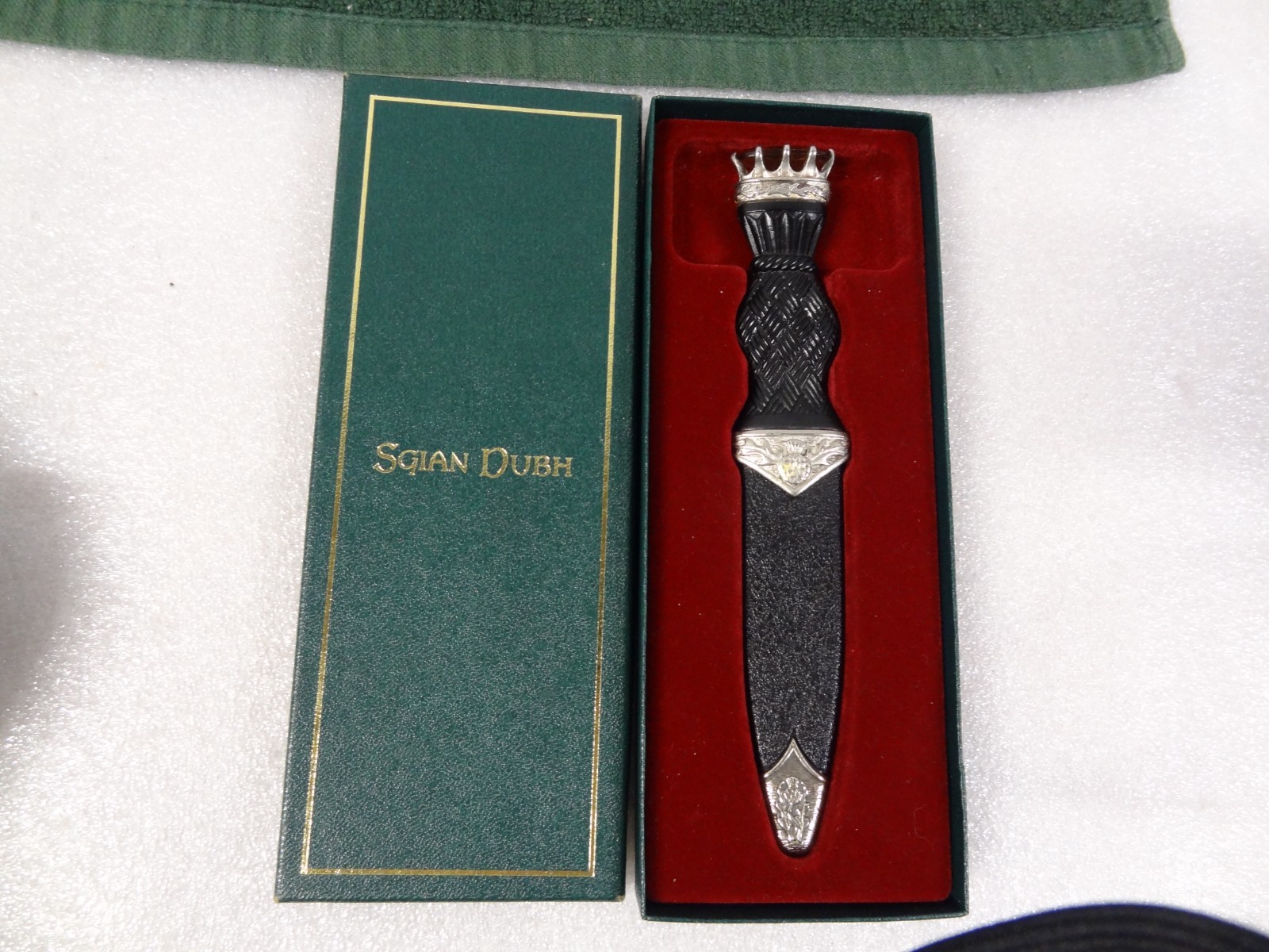 Vintage Scottish Sgian Dubh Kilt Dagger Knife Jewel Top w/ Sheath NIB NEW 7-1/4"
