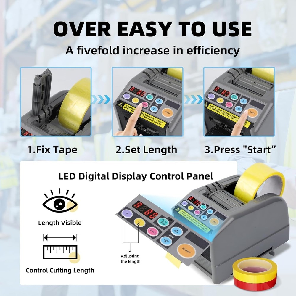 Efficient 39.9-Inch Automatic Tape Dispenser with Safety and Memory Features