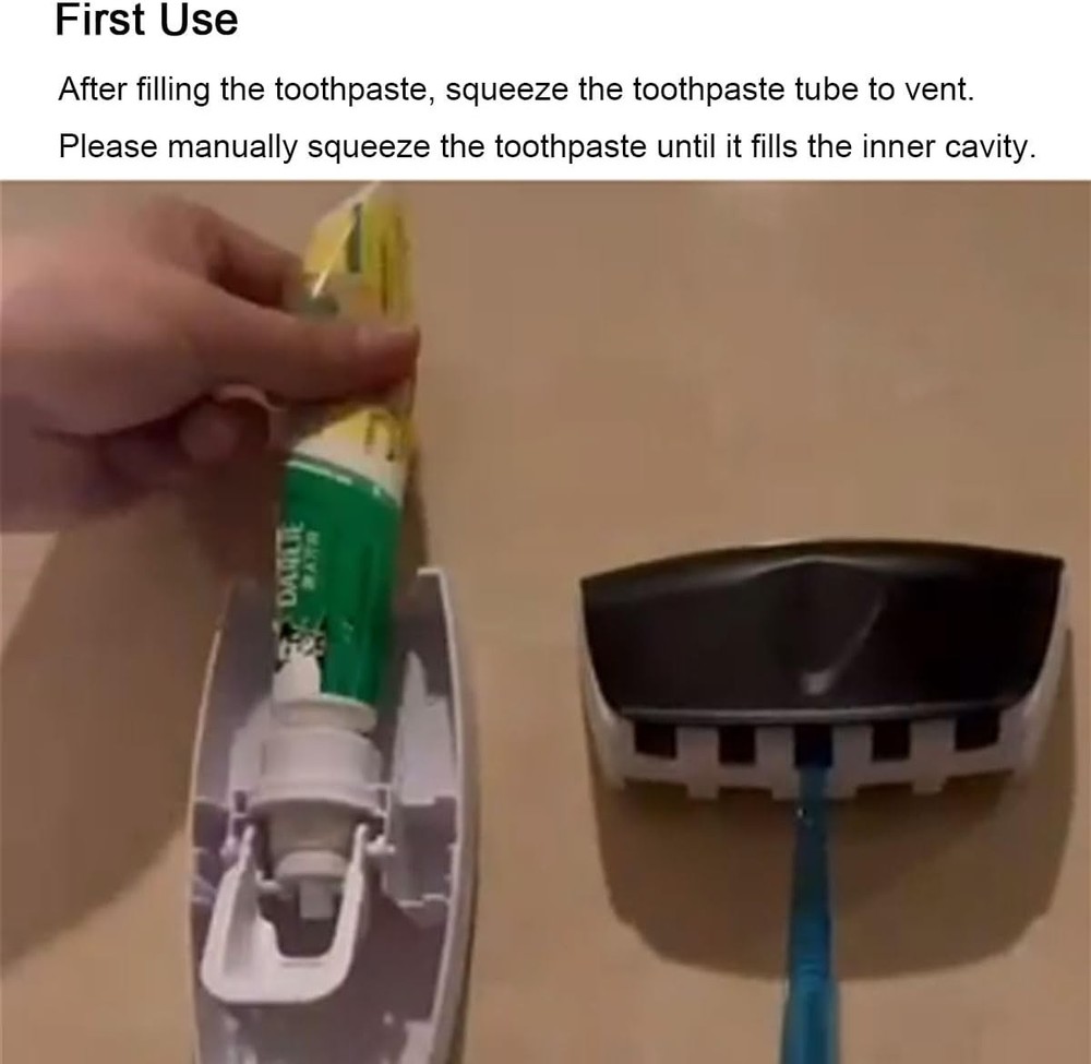 Automatic Toothbrush Dispenser Wall Mount Toothpaste Squeezer and Toothbrush Hol