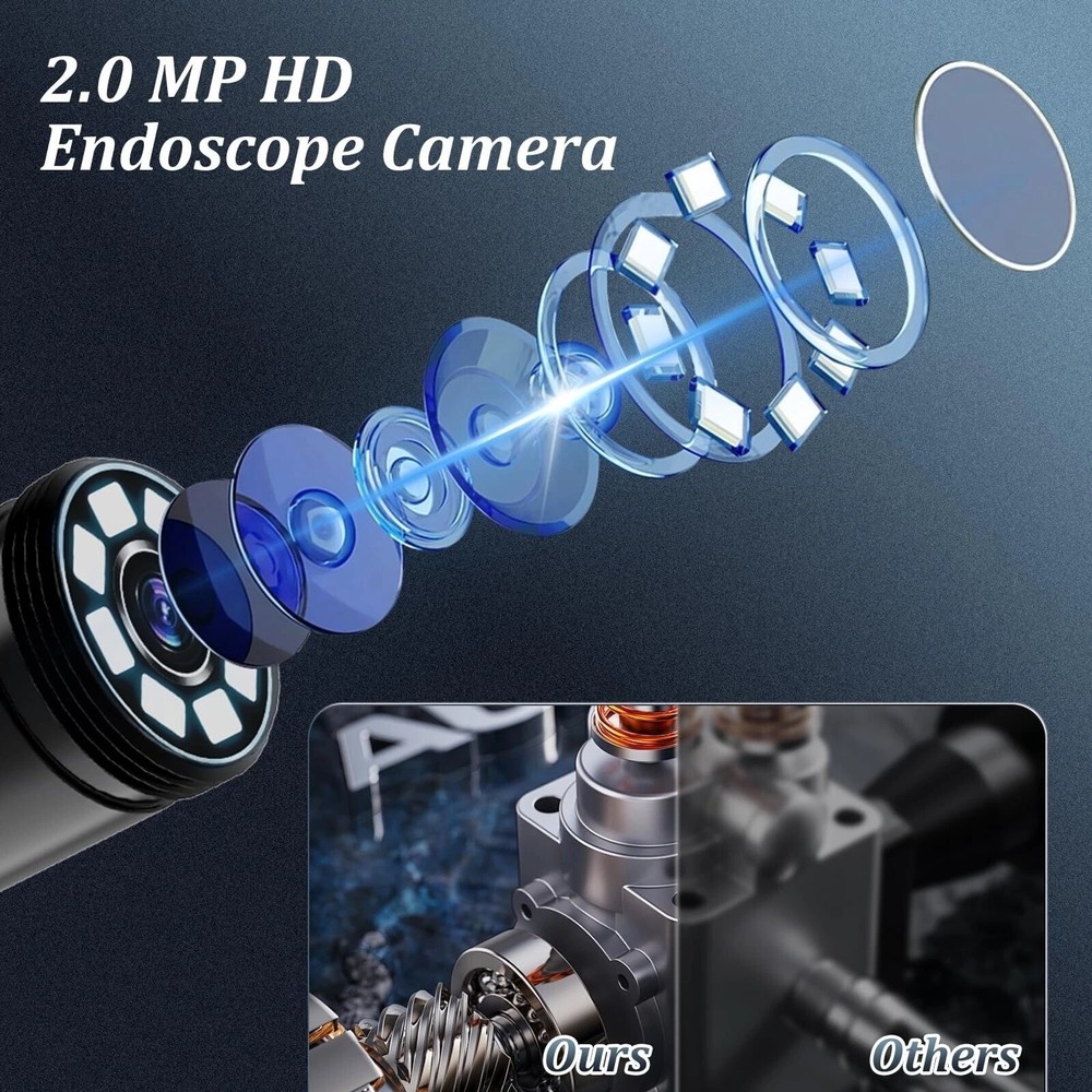 Endoscope Camera with Light, 16.4ft 1920P HD Borescope Camera with 8 LED Lights