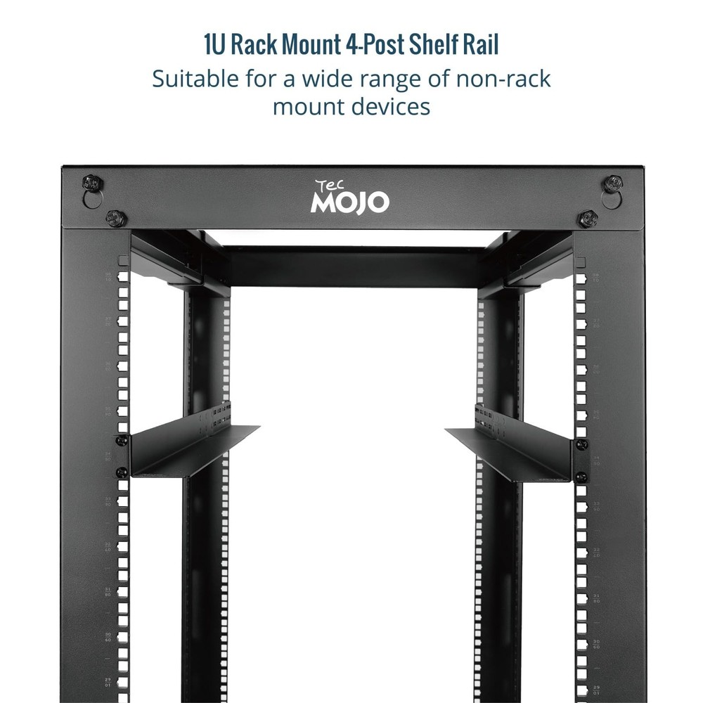 Tecmojo Universal 1U Rack Mount Rail,4-Post Fully Server Full Depth, Black