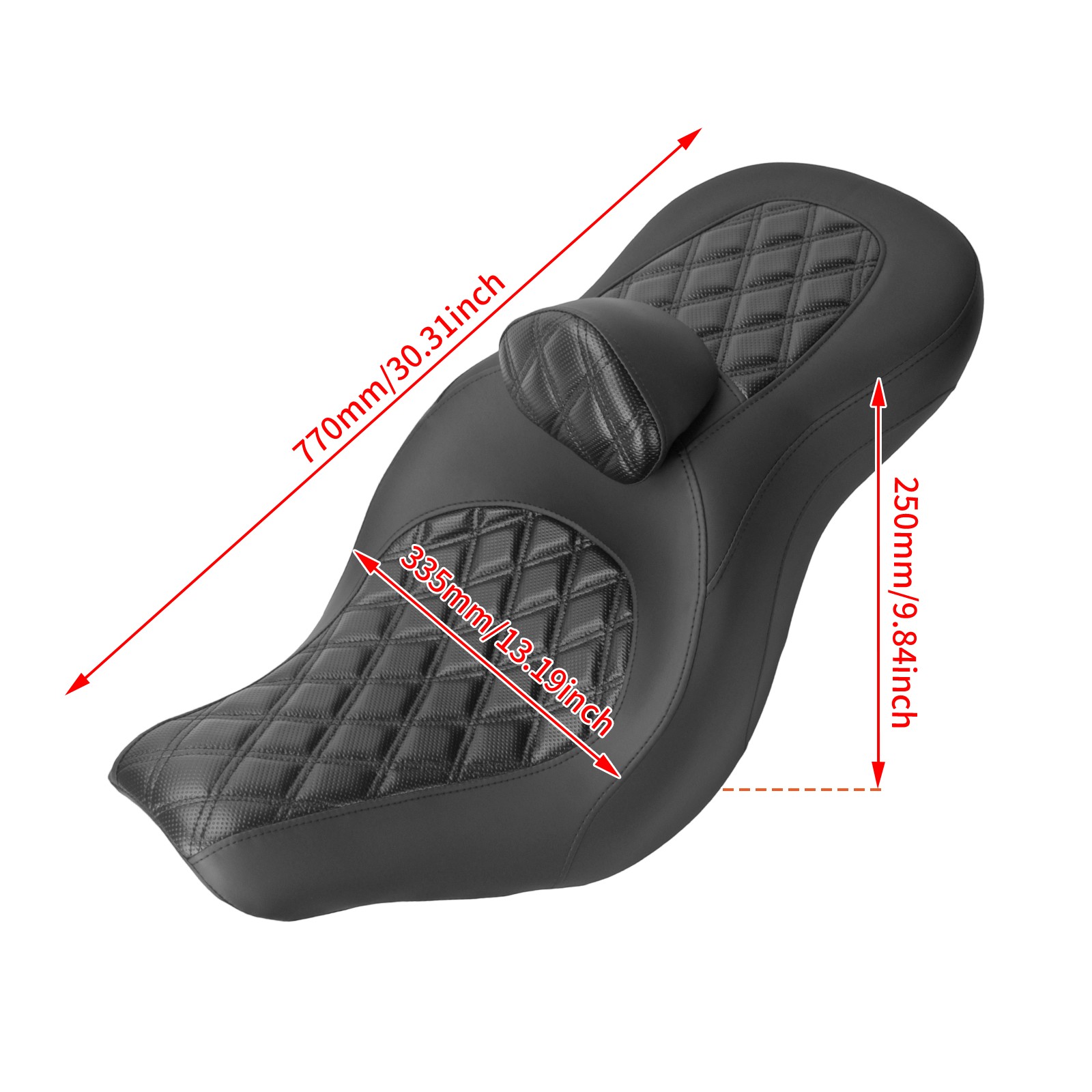 Diamond Driver Passenger Seat w/ Backrest For Harley Low Rider FXLRS 2018-2025