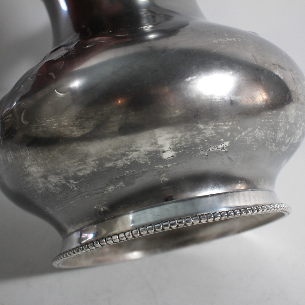 Vintage Silver Quadruple Plated Pitcher Poole Silver Co. #1264 Embossed Design