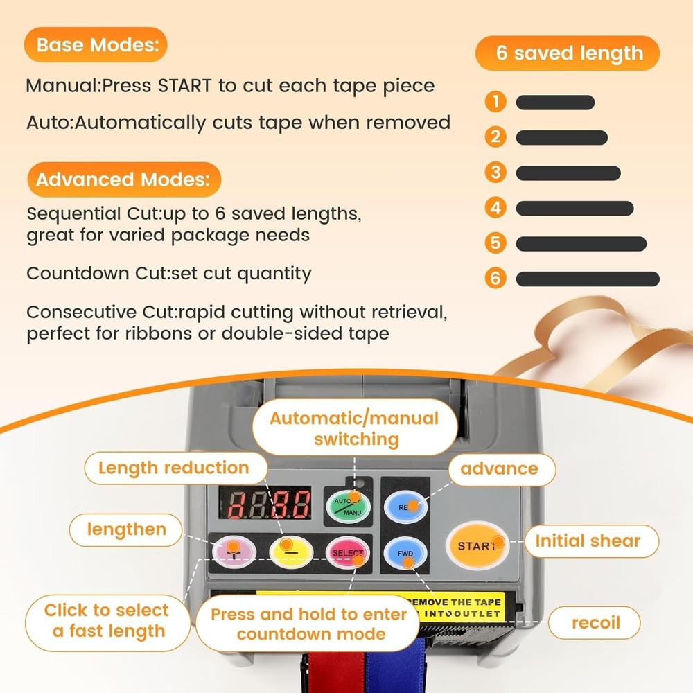 Portable Automatic Tape Cutter with Memory Settings - Enhance Packing Efficiency