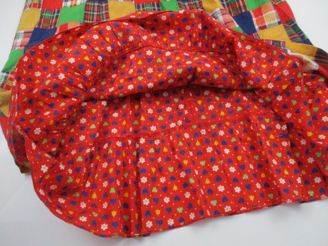 Pilgrim Pioneer Costume Girl Colonial Prairie Dress Apron Bonnet Floral Plaid