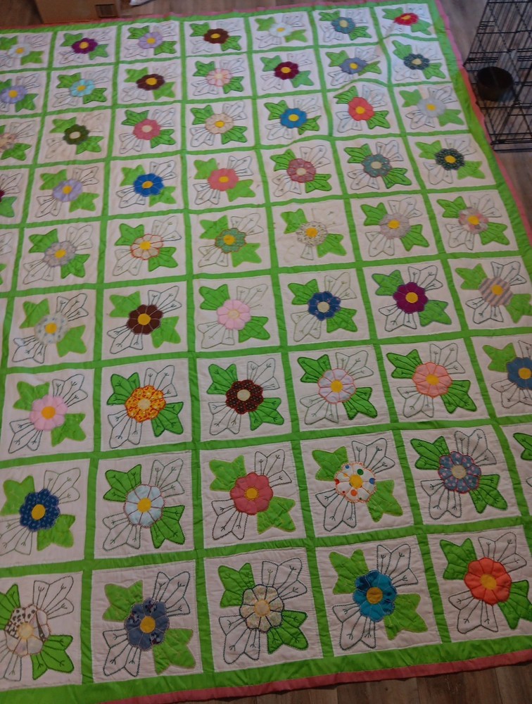Handmade 100 By 102 Quilt.