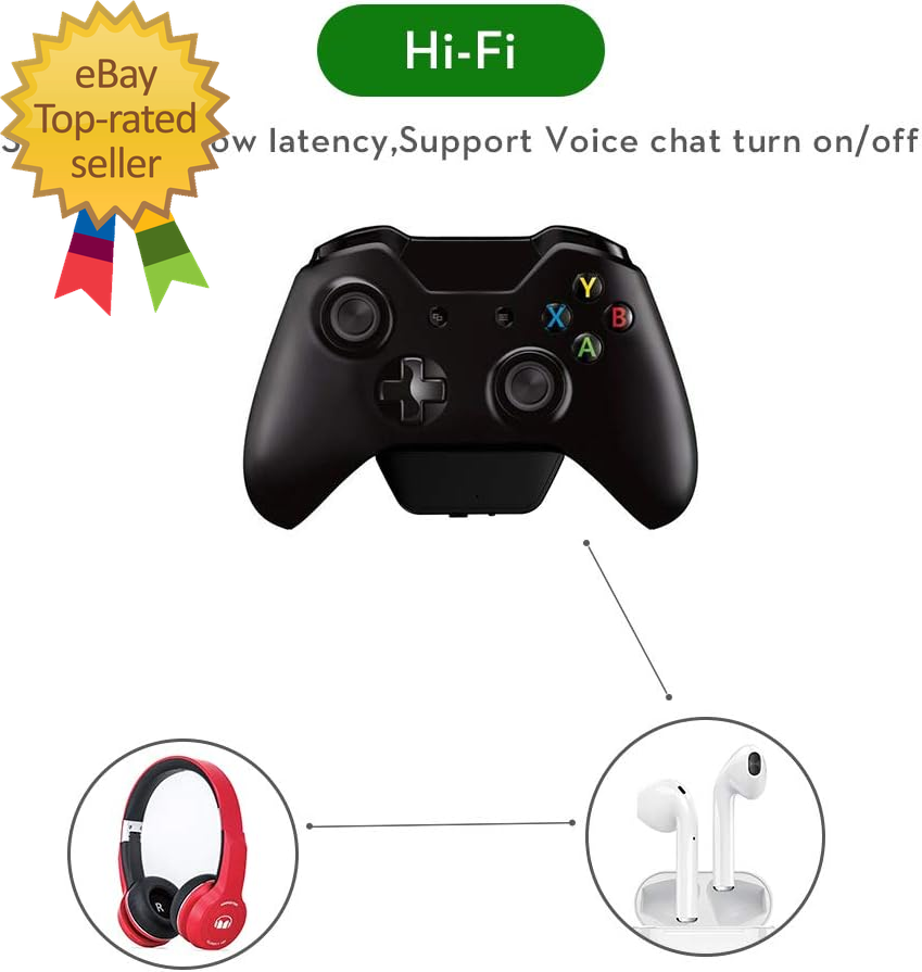 Bluetooth Transmitter Dongle for Xbox Controllers Stereo Audio Adapter Compatibl