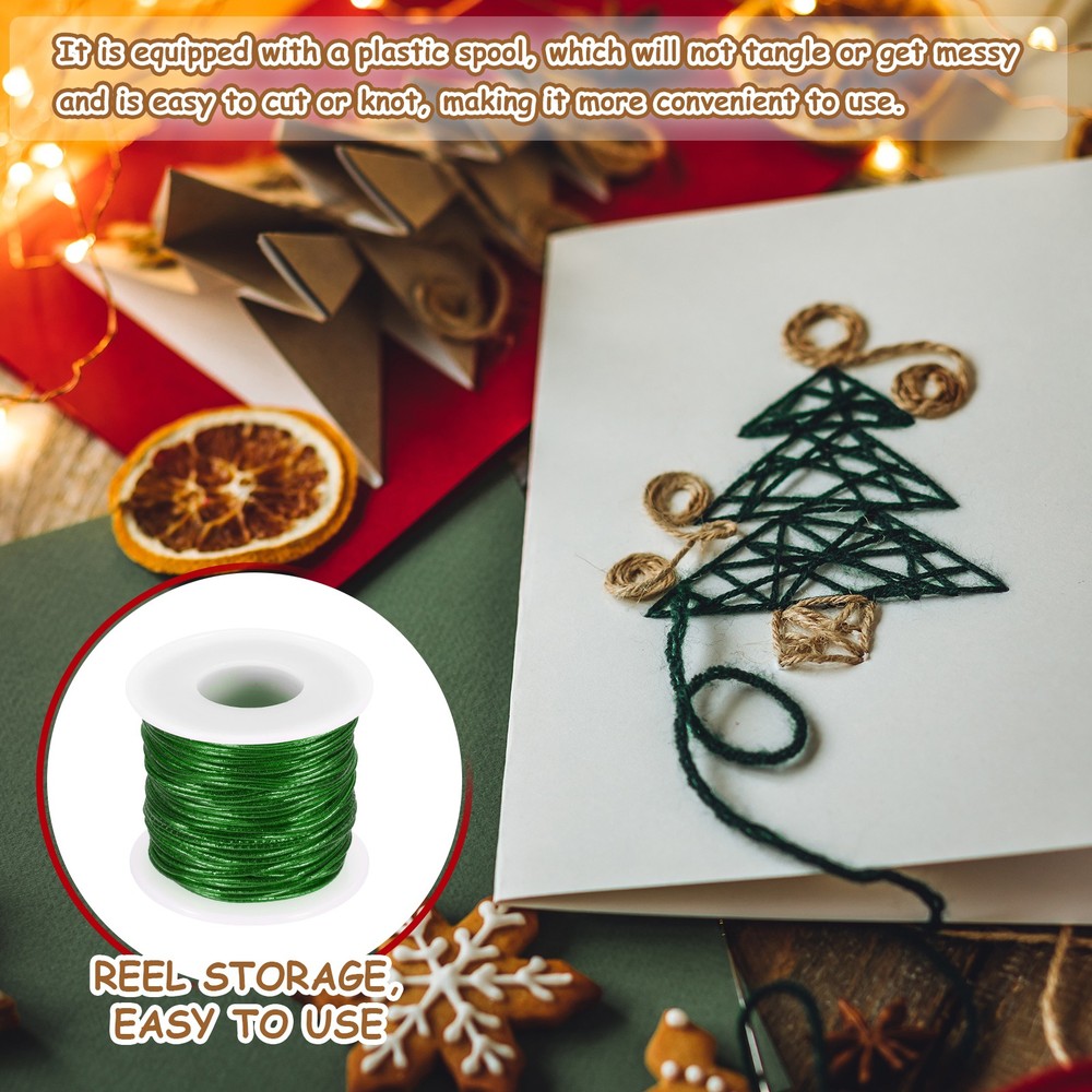 1mm Metallic Elastic Cords,Green, 27 Yards Each