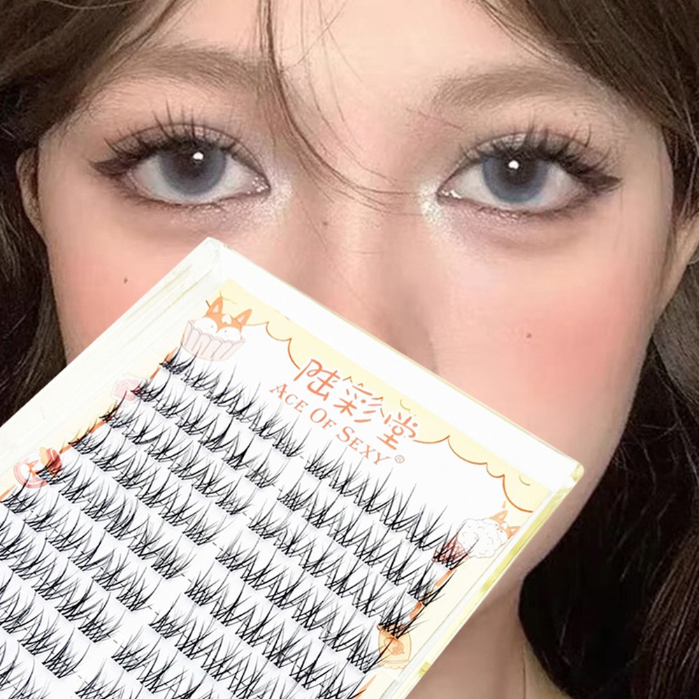 10 Rows V Cross False Eyelashes Natural Segment Clusters Black 7-10mm