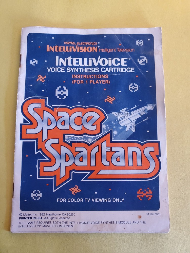 Space Spartans Intellivision Manual ONLY Authentic
