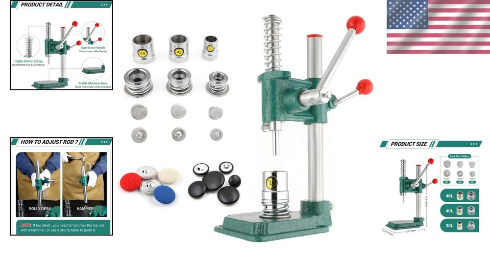 DIY Fabric Button Maker with 300 Buttons & 3 Molds - Create Personalized Designs