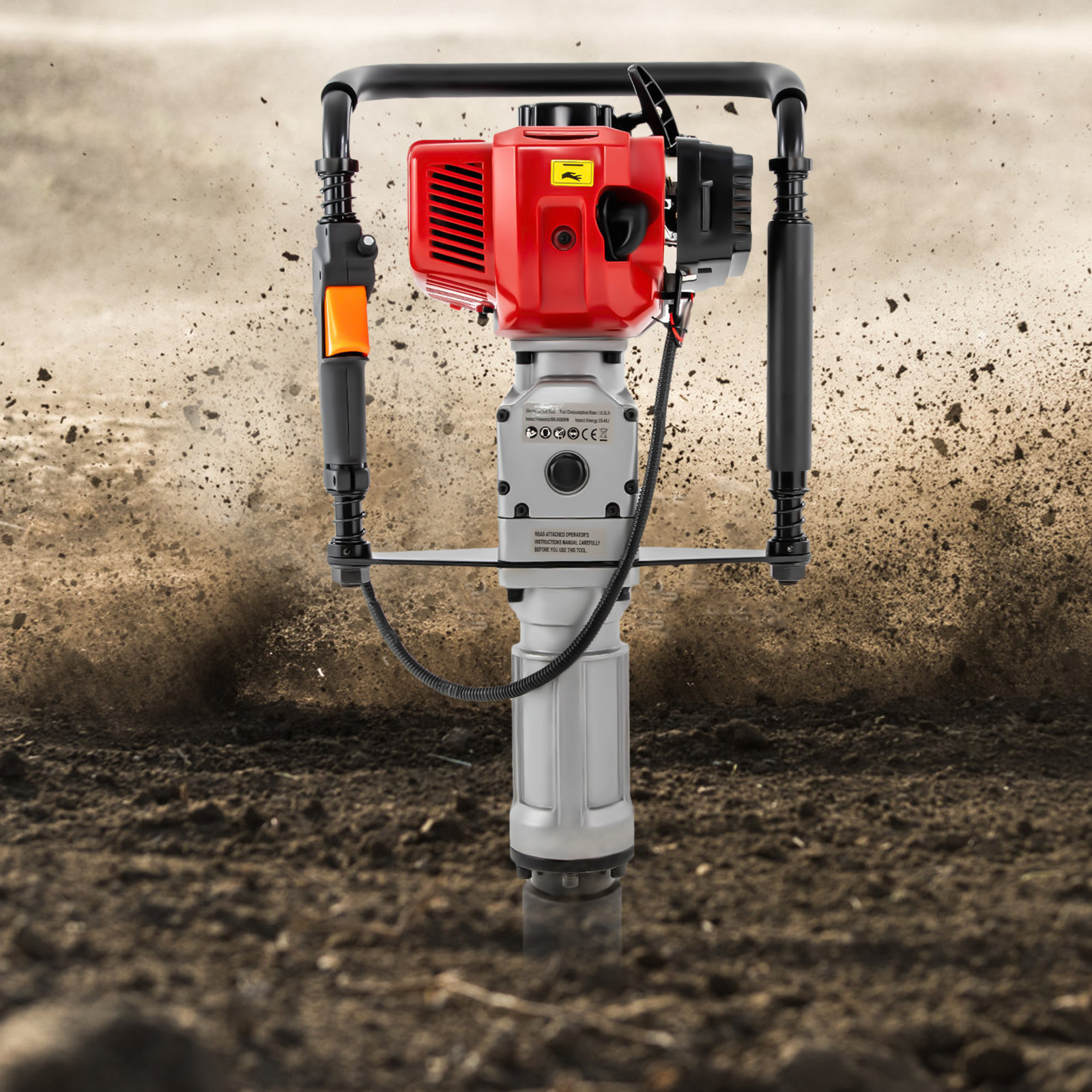 2.3HP Heavy Duty Gas Powered 52CC Fence Pile Driver T-Post Push Gasoline Engine