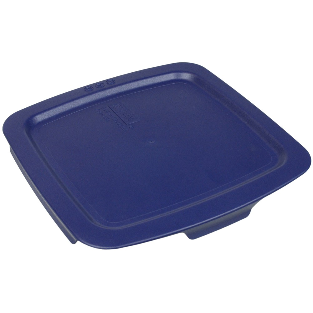 Pyrex C-222-PC Square Easy Grab Blue Plastic Storage Replacement Lid (2-Pack)
