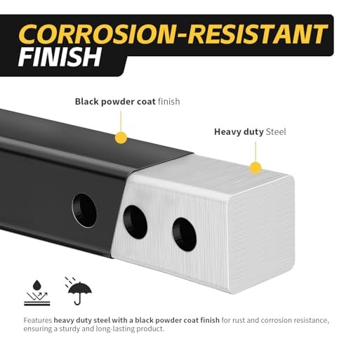 Trailer Hitch Riser for 2" Receivers, 6" Rise or Drop Solid‑Steel Height