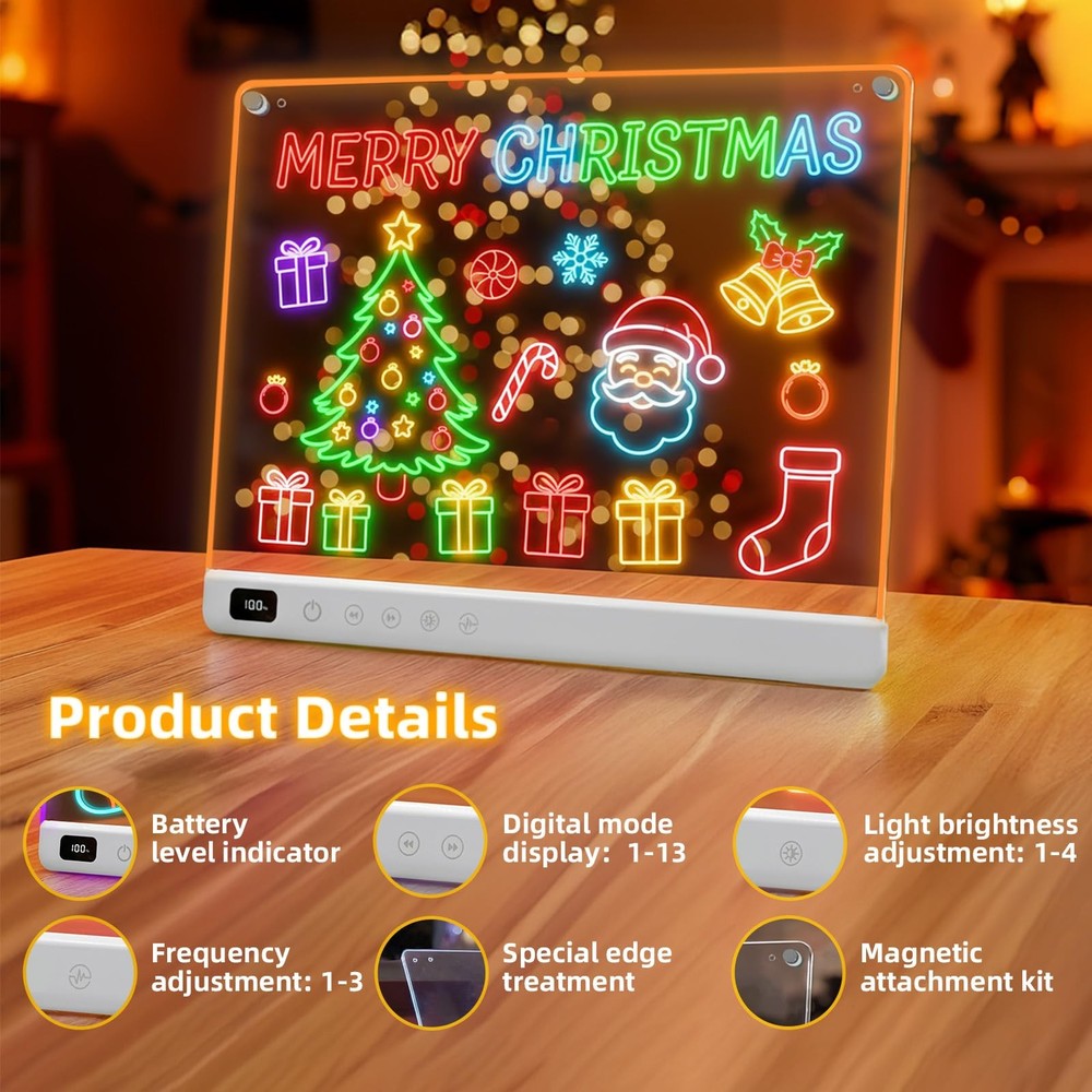 Led Drawing Board with 13 Light Effects 16 Rechargeable Glow Doodle LED Note