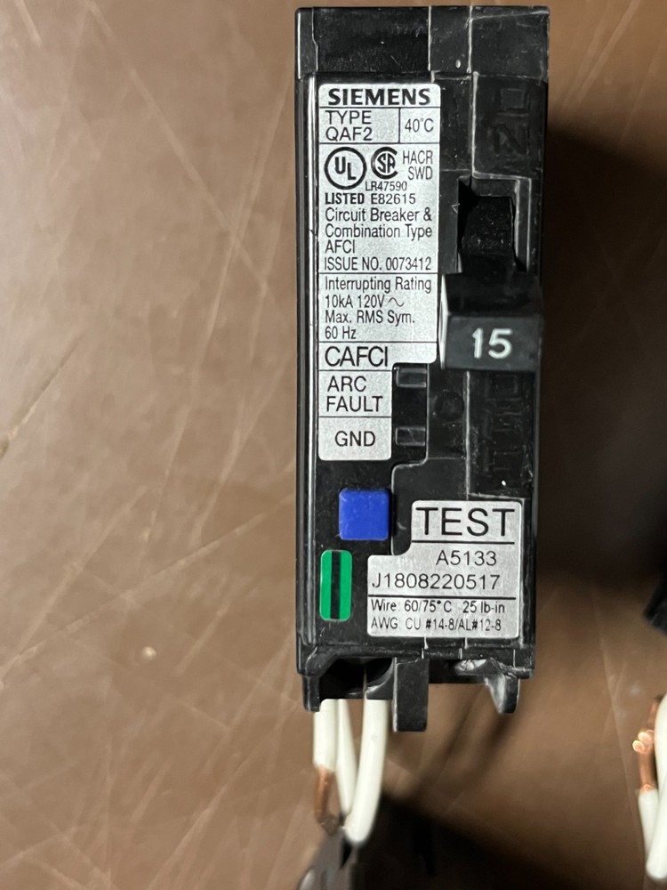 10 x SIEMENS QA115AFC AFCI 15A Type QAF2 Circuit Breakers --