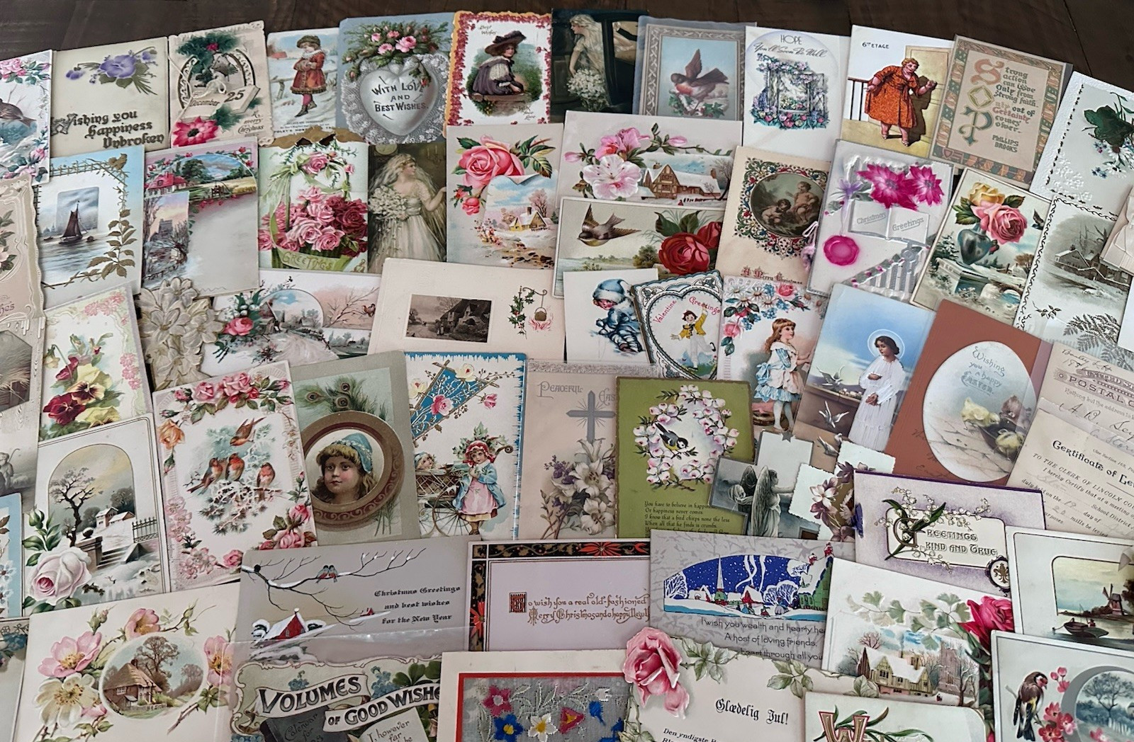 Huge Lot of 200 +Old Scraps~Cards~Ephemera~Mixed Paper~DAMAGED-SCRAPBOOK CRAFTS!