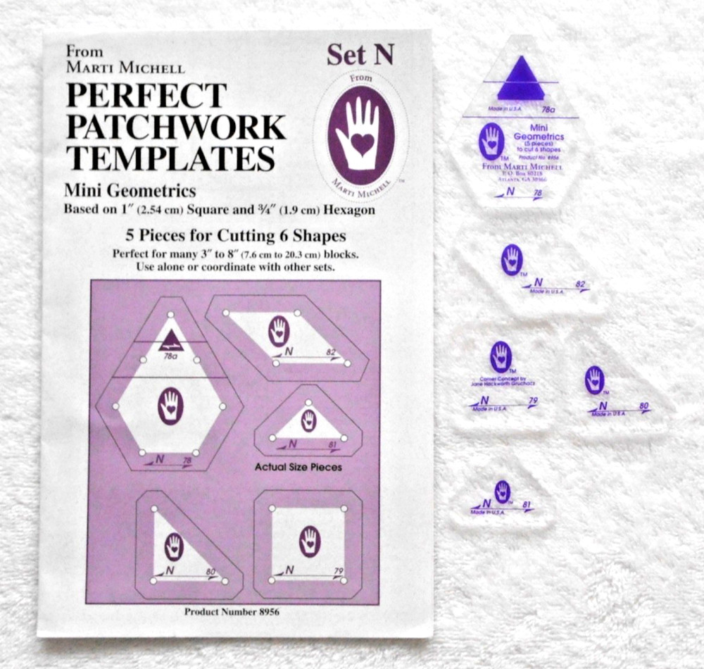 MARTI MICHELL PERFECT PATCHWORK TEMPLATES - SET N - MINI GEOMETRICS - GOOD SHAPE