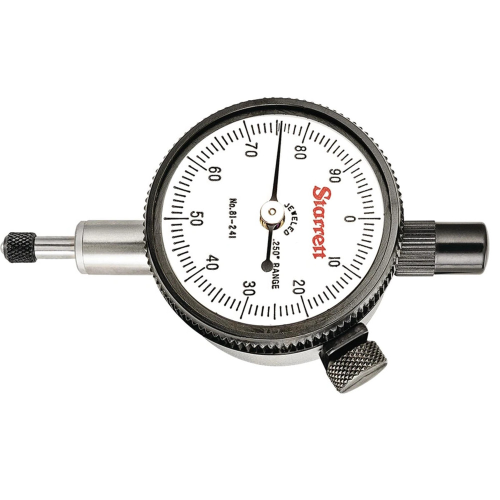 Starrett 81-241J Dial Indicator, 0-.250" Range, 0-100 Continuous Dial