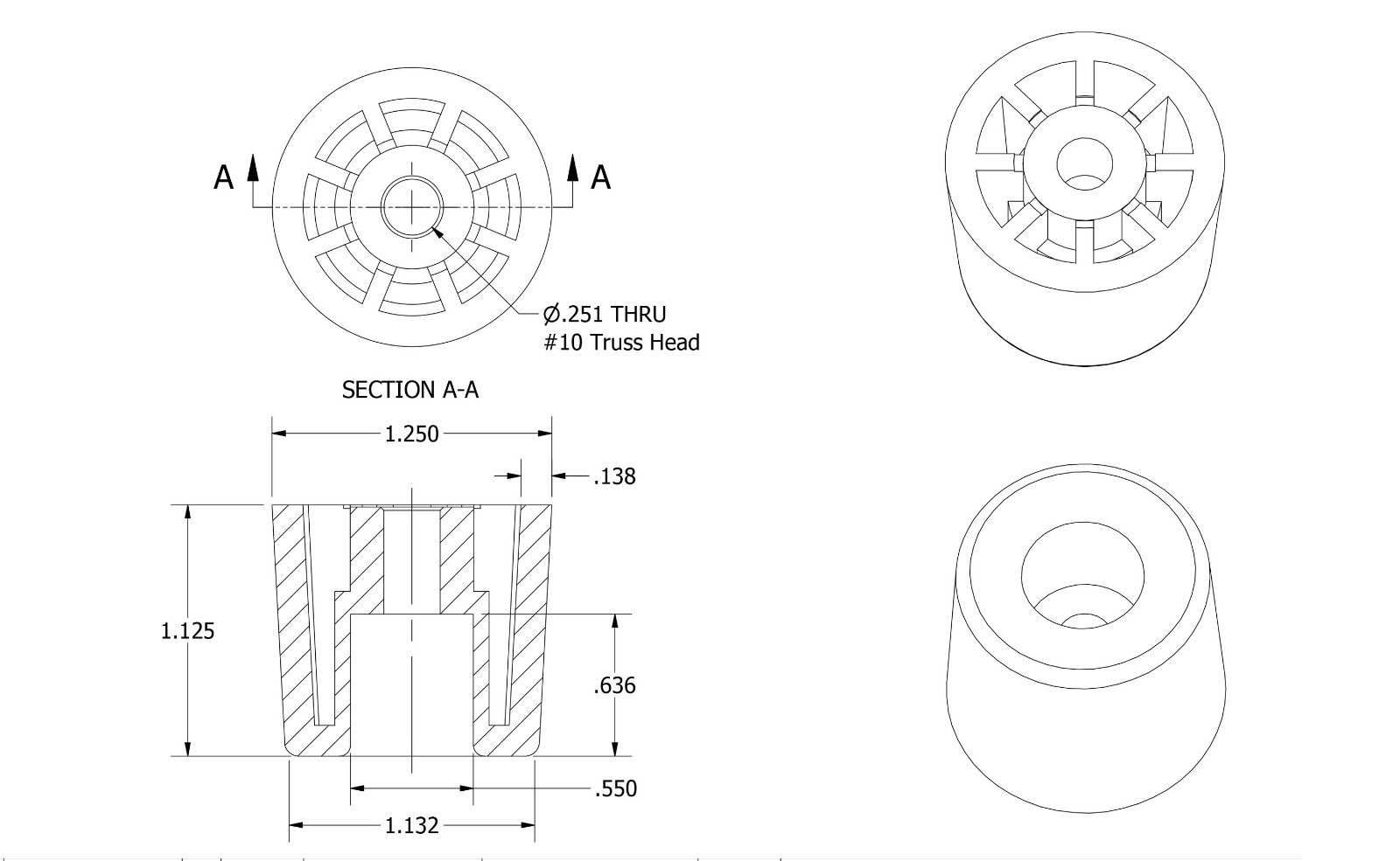 4 LARGE EXTRA TALL ROUND RUBBER FEET BUMPERS 1.250W x 1.125H US MADE / FREE S&H