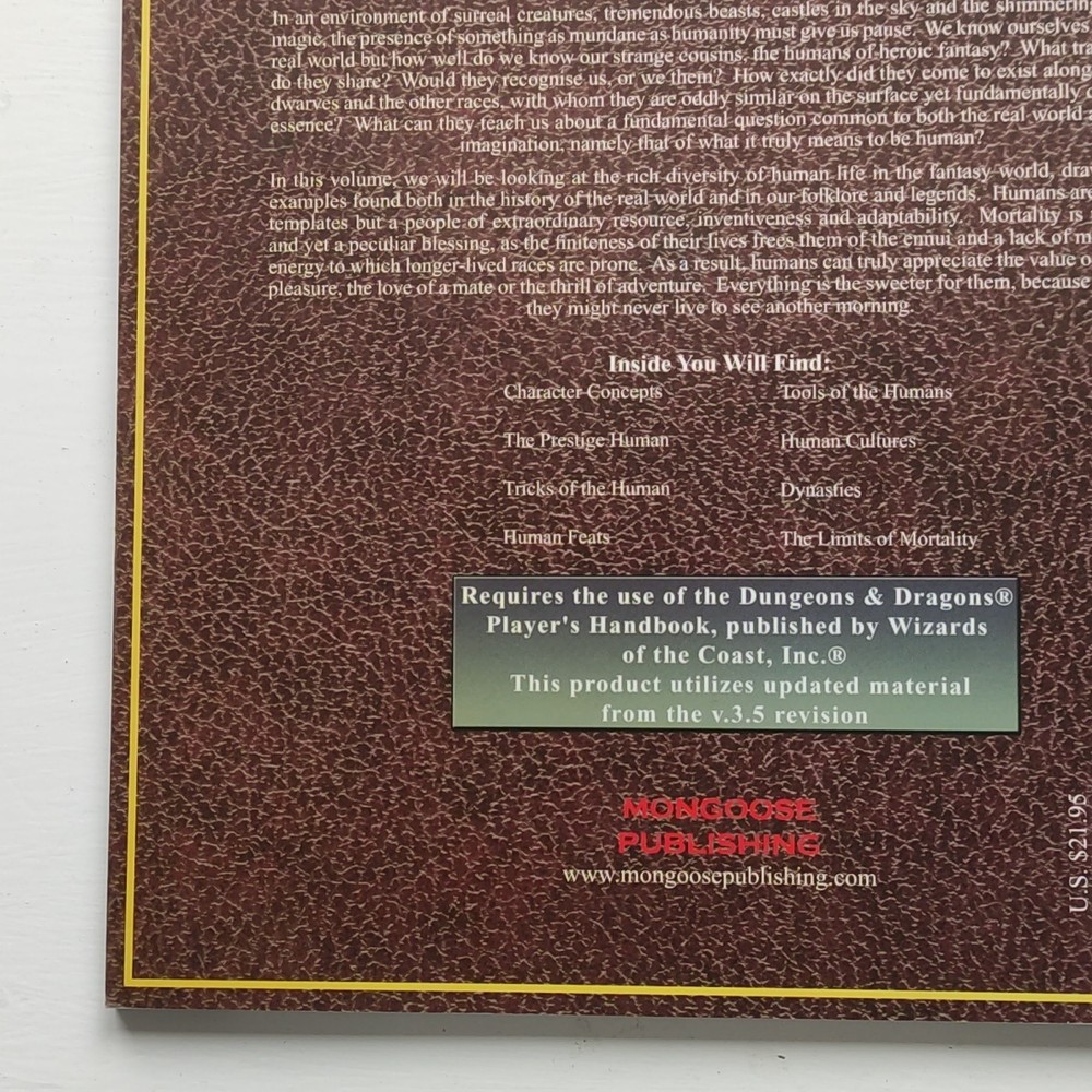 The Quintessential Human, Mongoose Publishing D20 3.5 Roleplaying Softback