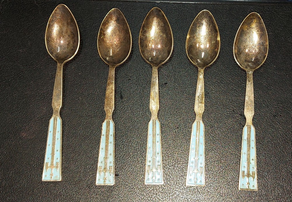 Spoon Silver Vintage Enamel Russian. 875