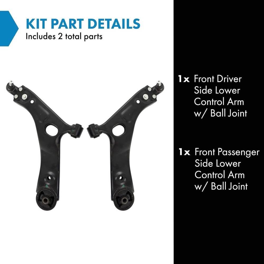 TRQ Front Lower Control Arm Driver Passenger Side Ball Joint Set 2 Piece