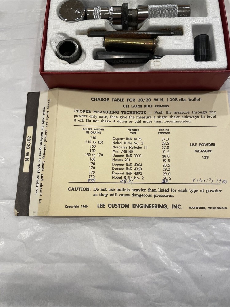 LEE LOADER COMPLETE RELOADING TOOL-QUALITY BUILT 30-30