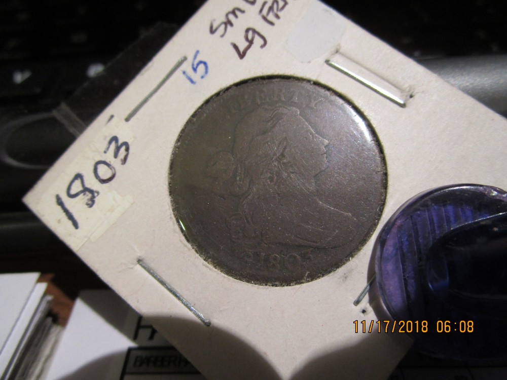 1803 Draped Bust Large Cent F +++ Small Date/Large Fractio