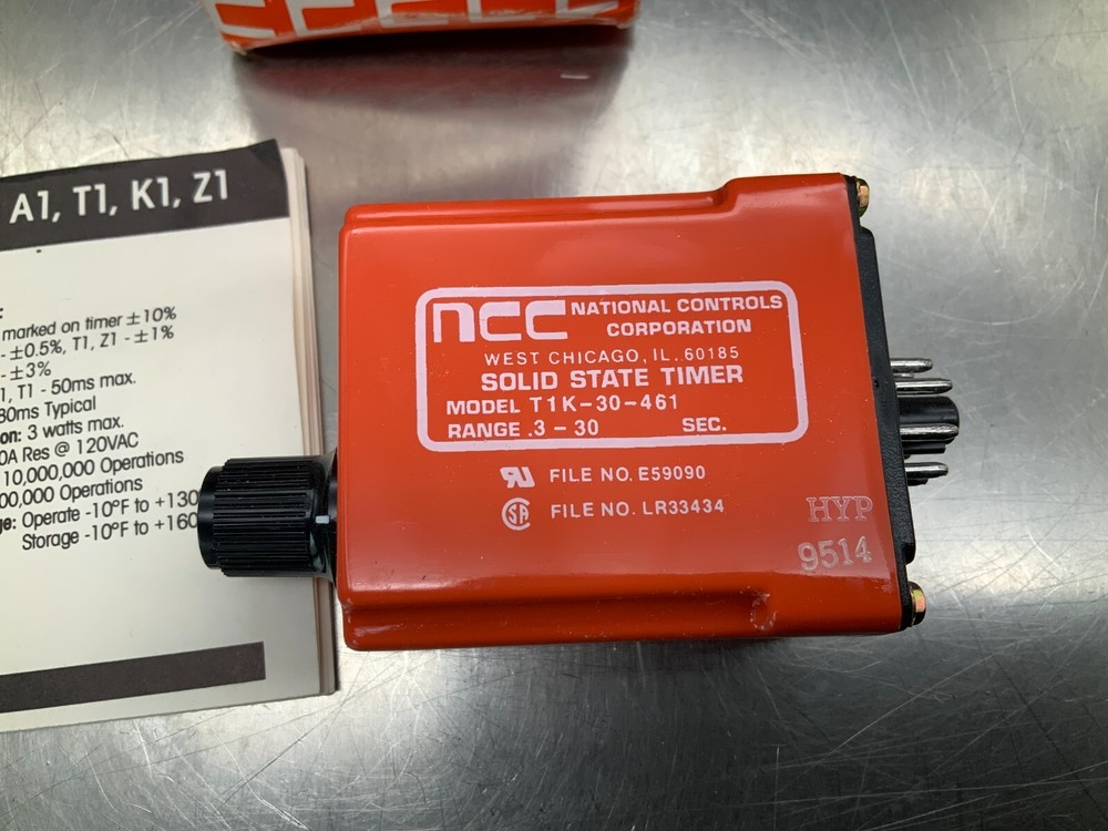 NCC T1K-030-461 Solid State Timer, Range .3-30 Seconds