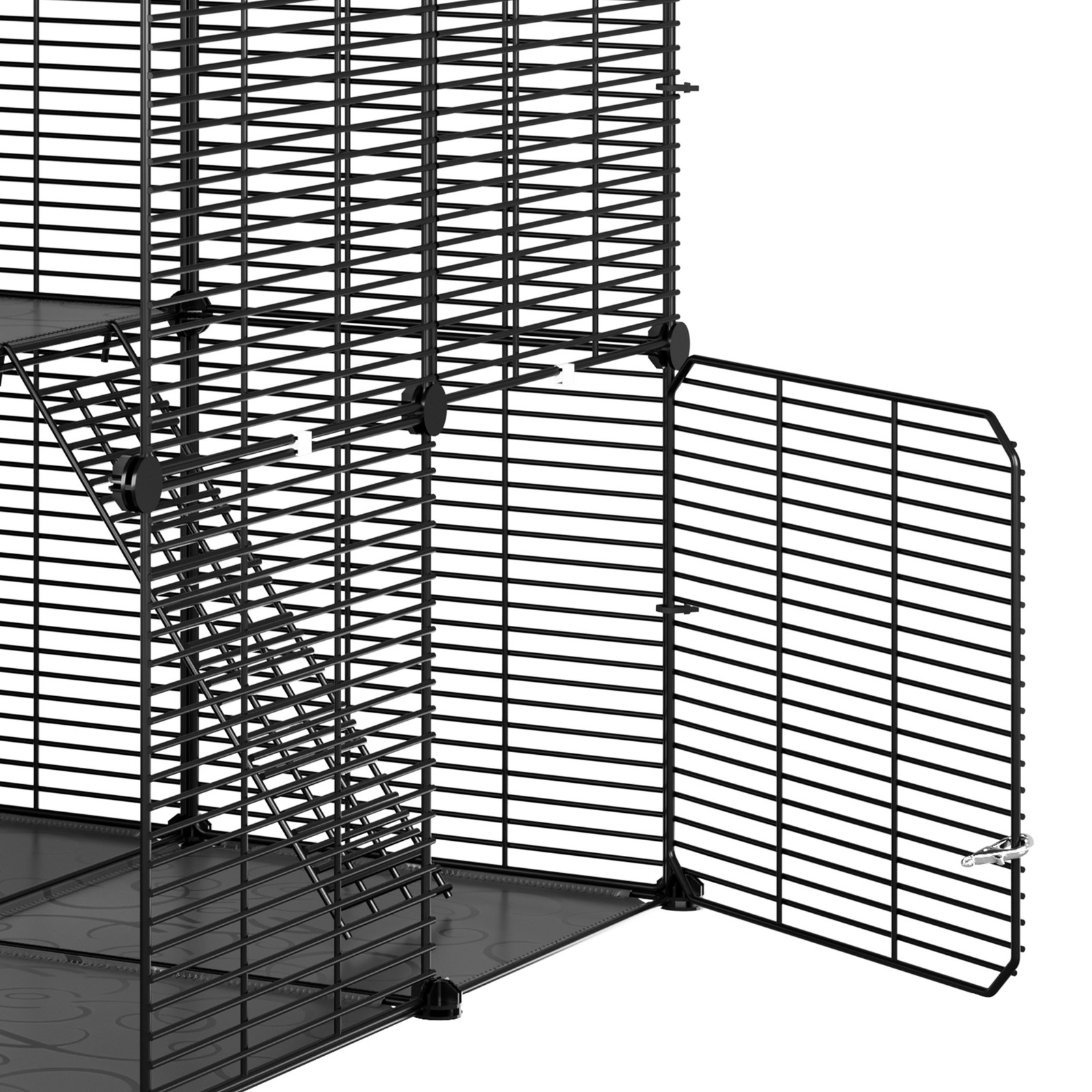 41x55" Black 4 Tier Ferret Cage Free Hammock Metal Rabbit Hutch Cat Catio