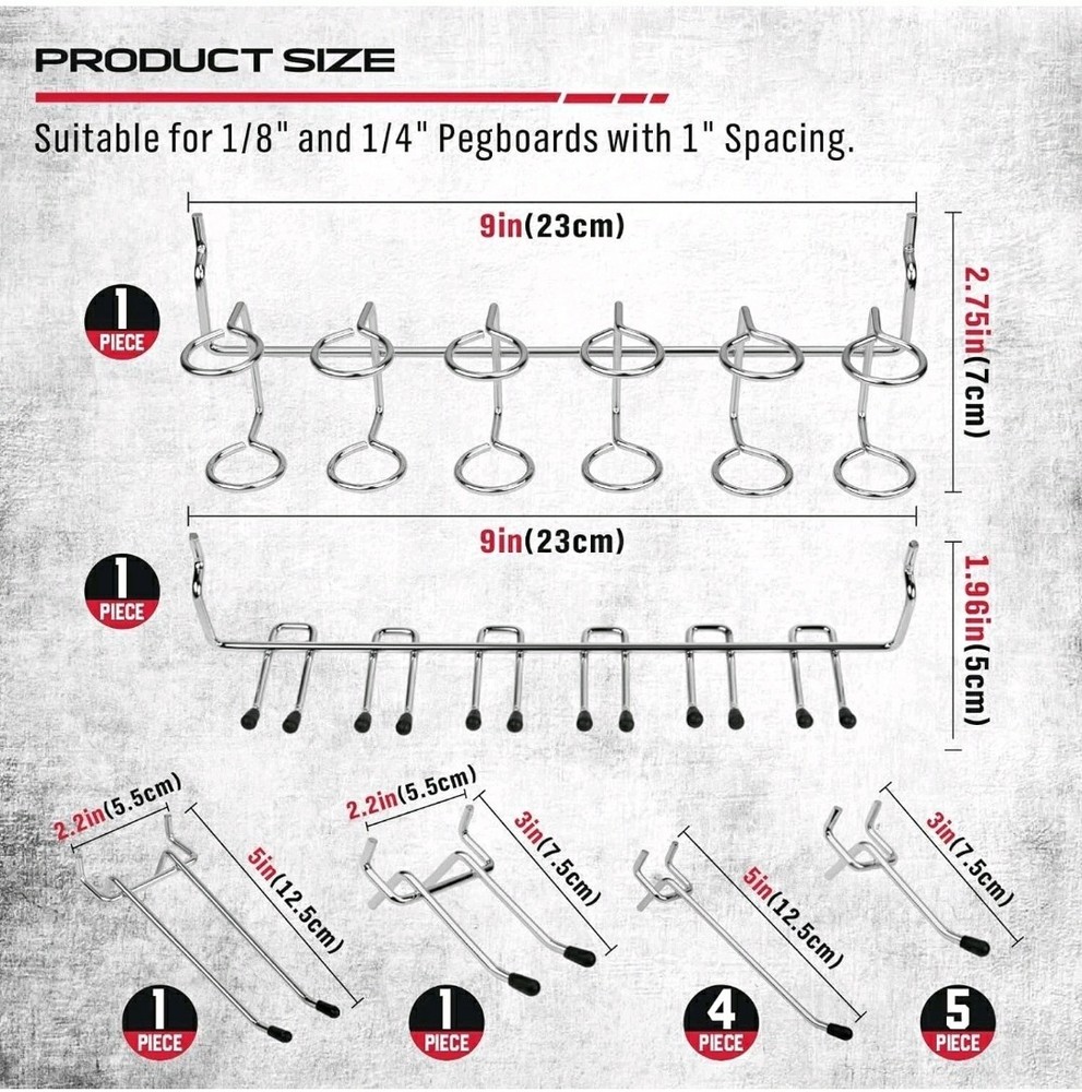 121 Pcs Pegboard Hook Assortment PegBoard Accessories, PegBoard Hooks, Pegboard