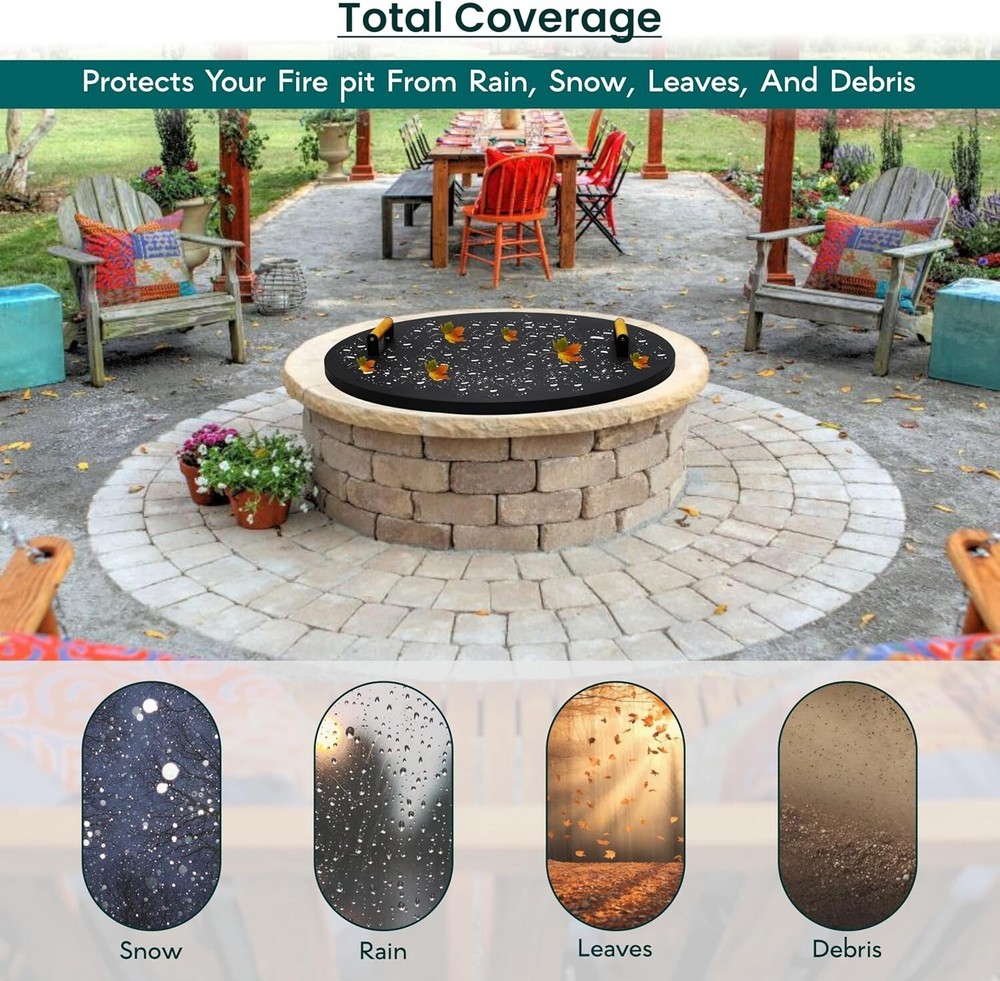 FEBTECH 30" Fire Pit Cover Round - Perfect for Fire Pit Inside Up to 28"