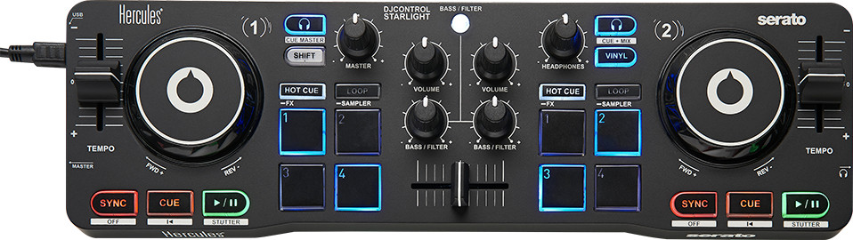 Hercules DJ Control Starlight Compact controller w/built-in sound card