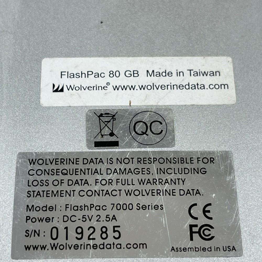 Wolverine FlashPac 7000 Series Data Storage 80GB Please See Pictures/Description