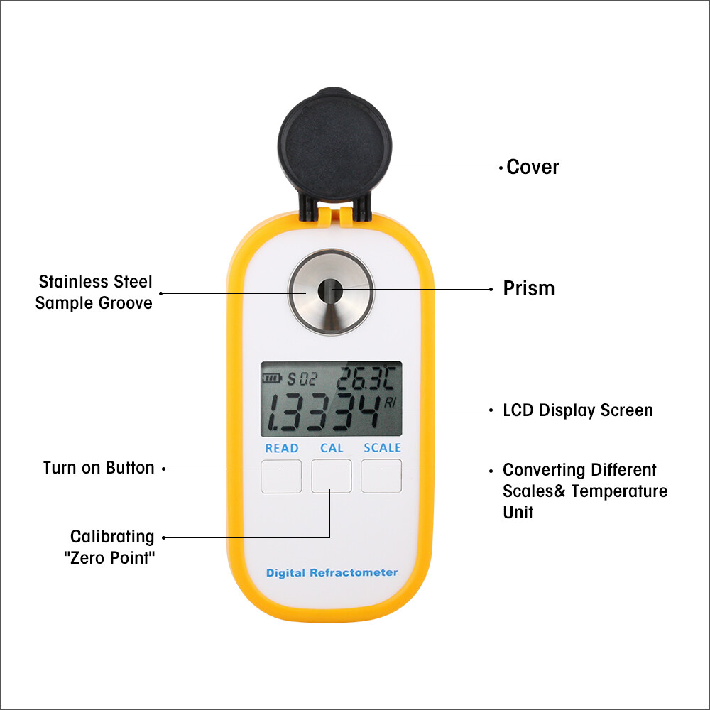 Digital Sugar Brix Refractometer Brix Meter Honey Sugar Content Meter with 0-50%