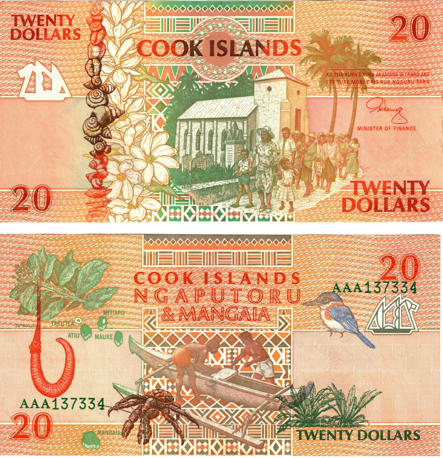 1992 Cook Islands 20 $ Dollars banknote UNC P9