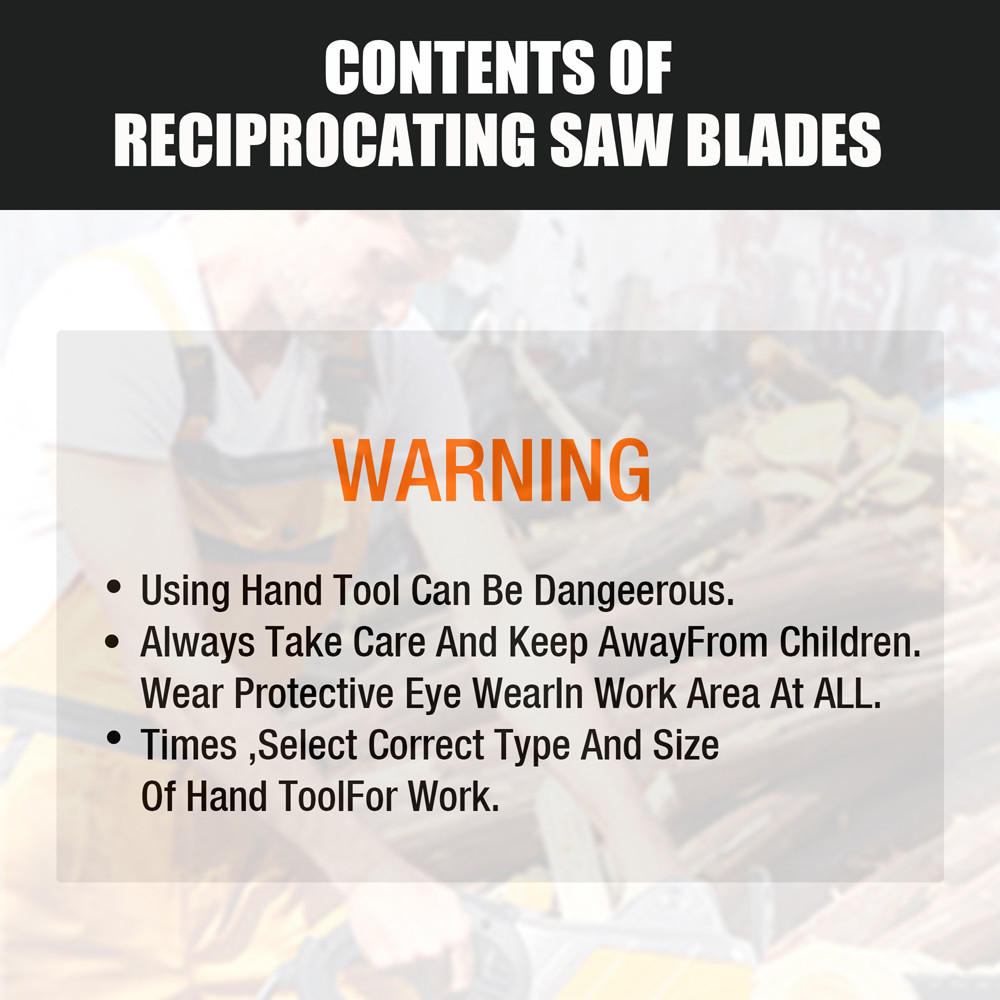 10PC Reciprocating Saw Blades Set Electric Metal Wood Pruning Plastic 1/2"