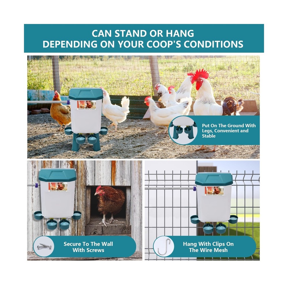 Lilyang Float-Controlled Automatic Chicken Waterer for Continuous F... Fast Ship