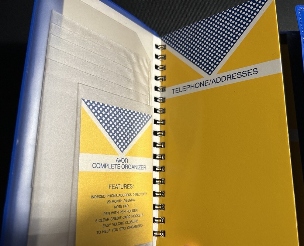 Vintage Avon Complete Organizer Address Book Note Pad Blue